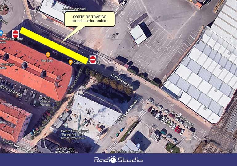 Croquis con el detalle del tramo de la calle Pablo Garnica cerrado al tráfico hasta el 16 de junio.