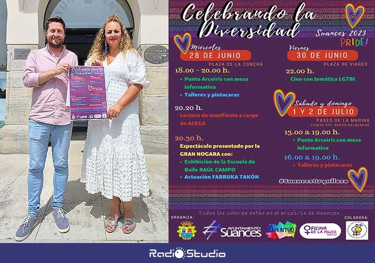 Presentación y cartel con los actos organizados en Suances por el Día Internacional del Orgullo.
