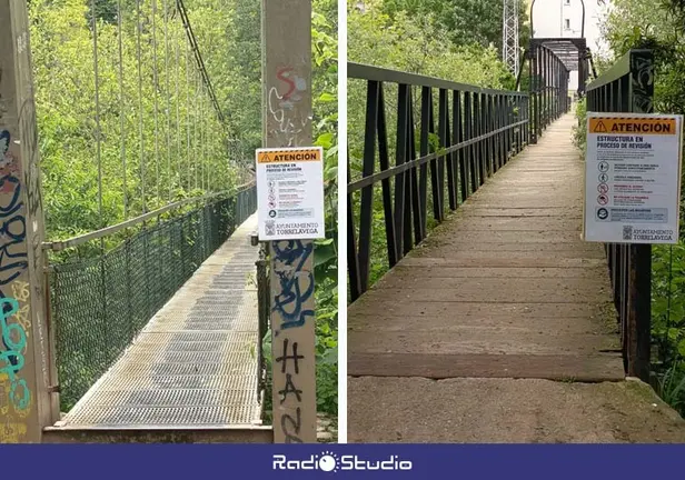 Ambas pasarelas muestras un cartel que indican las restricciones | Foto: Ayuntamiento