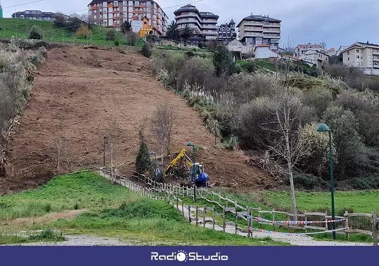 Ladera de la senda del monte donde ya han comenzado los trabajos.