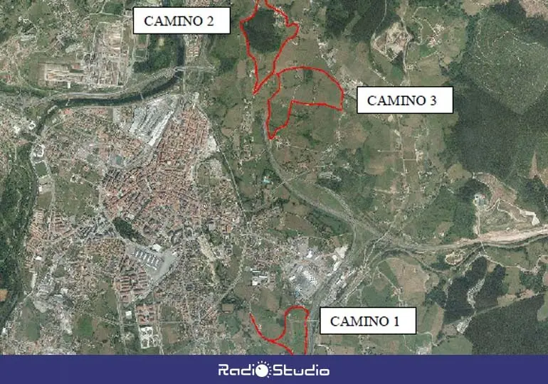 Infograf&iacute;a de los tres caminos que se van a mejorar en Tanos y Coter&iacute;os