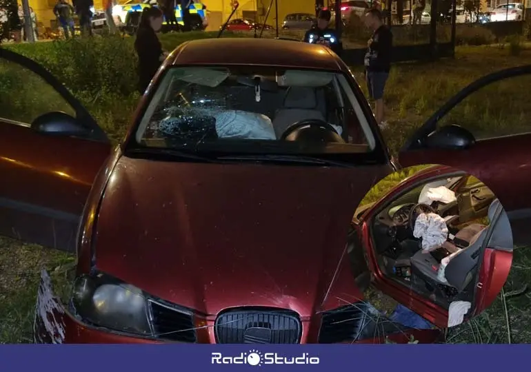 El veh&iacute;culo sospechoso estrellado en los huertos urbanos de Mies de Vega | Foto: Fuentes policiales