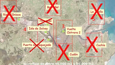 Distintas ubicaciones barajadas para la EDAR2 de Vuelta Ostrera.