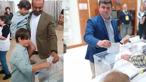 Los candidatos a la Alcald&iacute;a de Torrelavega por el PRC y el PP, votando en la jornada electoral del 28M.