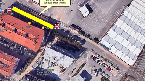 Croquis con el detalle del tramo de la calle Pablo Garnica cerrado al tr&aacute;fico hasta el 16 de junio.