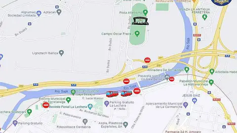 Mapa con el detalle de las calles y v&iacute;as cortadas para los conciertos de este viernes y s&aacute;bado en el complejo deportivo &Oacute;scar Freire.