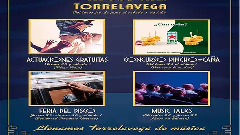 Cartel de las actividades organizadas dentro del programa 'M&aacute;s m&uacute;sica en Torrelavega'
