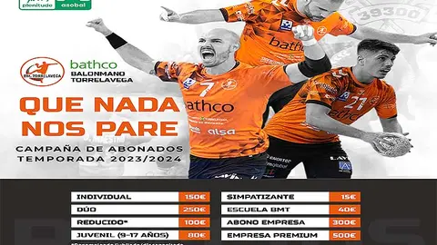 Campa&ntilde;a de abonados del Bathco Balonmano Torrelavega para la temporada 2023-24.