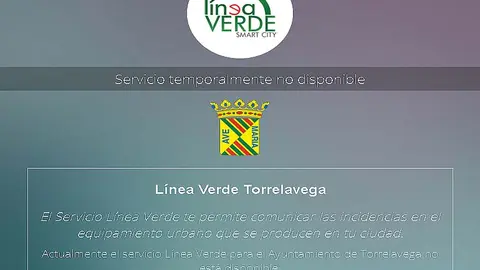 La web de L&iacute;nea Verde, al igual que la sede electr&oacute;nica del Ayuntamiento de Torrelavega, no funcionan.