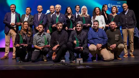 Foto de familia, de archivo, de los galardonados en la I Gala de C&aacute;mara Torrelavega.