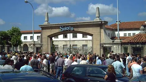 Imagen de archivo de una concentraci&oacute;n de trabajadores en Sniace.