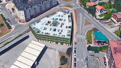 Infograf&iacute;a del aparcamiento en altura que se construir&aacute; en el Mercado Nacional de Ganados, junto a la Granja Poch.