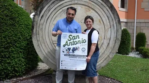 El alcalde de Pi&eacute;lagos, Carlos Caram&eacute;s, y la concejala de Ganader&iacute;a, Valvanuz D&iacute;ez, presentan el CXLVII Concurso-exposici&oacute;n de ganado vacuno fris&oacute;n