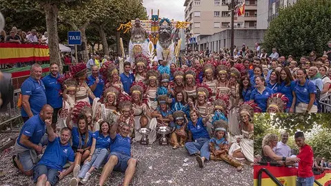 Carroza ganadora de la Gala Floral 2024 y detalle del saluda oficial al joven atleta ol&iacute;mpico Mohamed Attaoui.