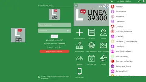 Capturas de la aplicaci&oacute;n de la L&iacute;nea 39300