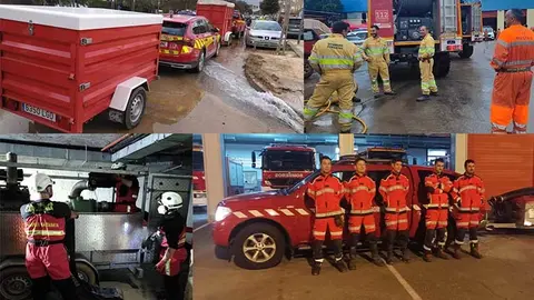 Distintas im&aacute;genes del dispositivo de ayuda enviado desde Cantabria, que ya est&aacute; en Valencia.