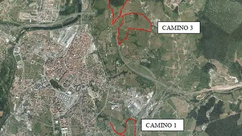 Infograf&iacute;a de los tres caminos que se van a mejorar en Tanos y Coter&iacute;os