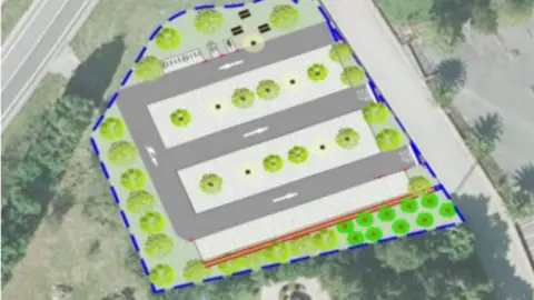 Infograf&iacute;a de la zona en la que se va a actuar para acondicionar nuevos aparcamientos.