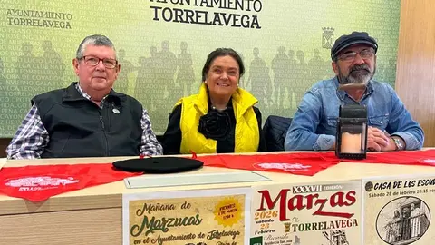 Manuel Calleja, Esther V&eacute;lez y Jos&eacute; Ram&oacute;n Garc&iacute;a han presentado las Marzas de 2026 | Foto: Radio Studio