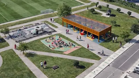 Maqueta sobre c&oacute;mo quedar&aacute; la cubierta del parque infantil de Rinconeda | Foto: Ayuntamiento