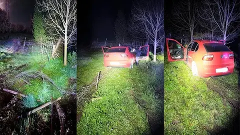 Tres im&aacute;genes del momento de la salida de v&iacute;a y detenci&oacute;n.