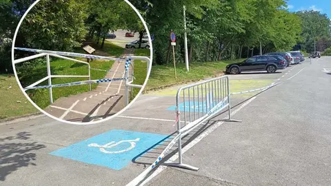 Acordonado uno de los accesos al parking junto al skatepark de La Lechera por el elevado riesgo de caída de varios árboles